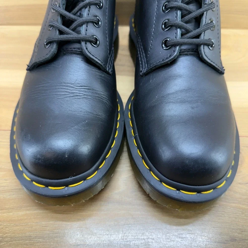 Dr Martens Combat Safety Boots Mens 8 Black Leather Slip Resistant 1460 SR